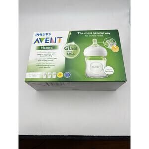 Philips AVENT SCF701/37 Natural Glass Baby Bottle, 4 Oz., 1 box of 3 Clear NEW